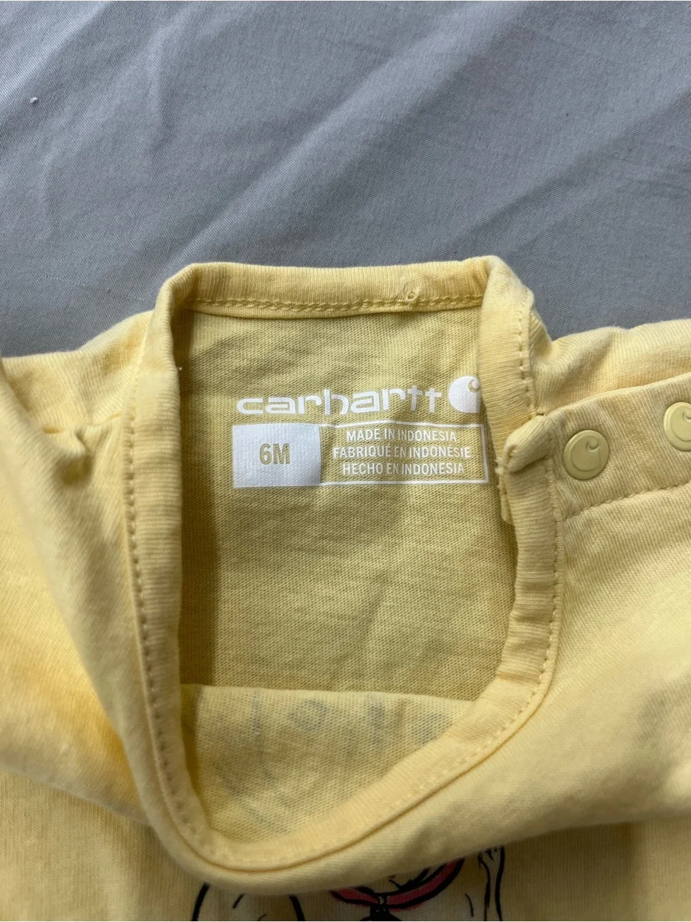 Carhartt Yellow Baby Dog Graphic One-Piece Size 6 Months